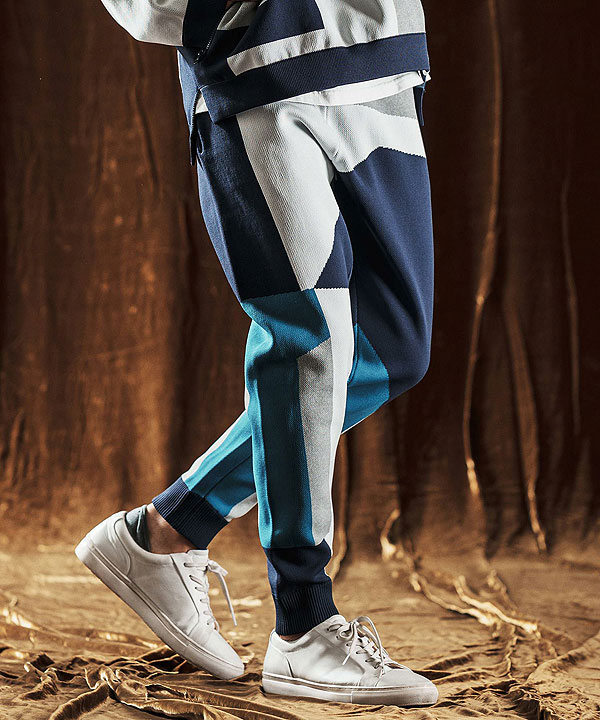 2025 秋冬 先行予約 10月中旬〜下旬入荷予定 ANGENEHM アンゲネーム Jacquard Block Color Pants -Airy Yarn Sweater- atfpts