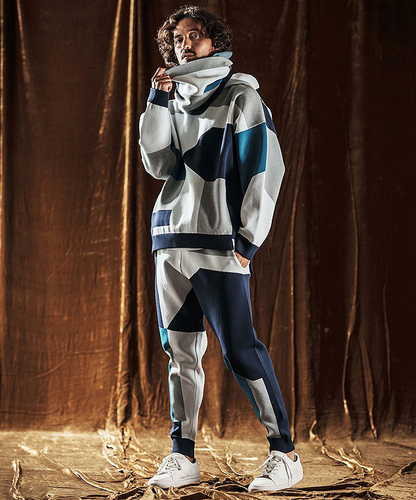 2025 秋冬 先行予約 10月中旬〜下旬入荷予定 ANGENEHM アンゲネーム Jacquard Block Color Pants -Airy Yarn Sweater- atfpts