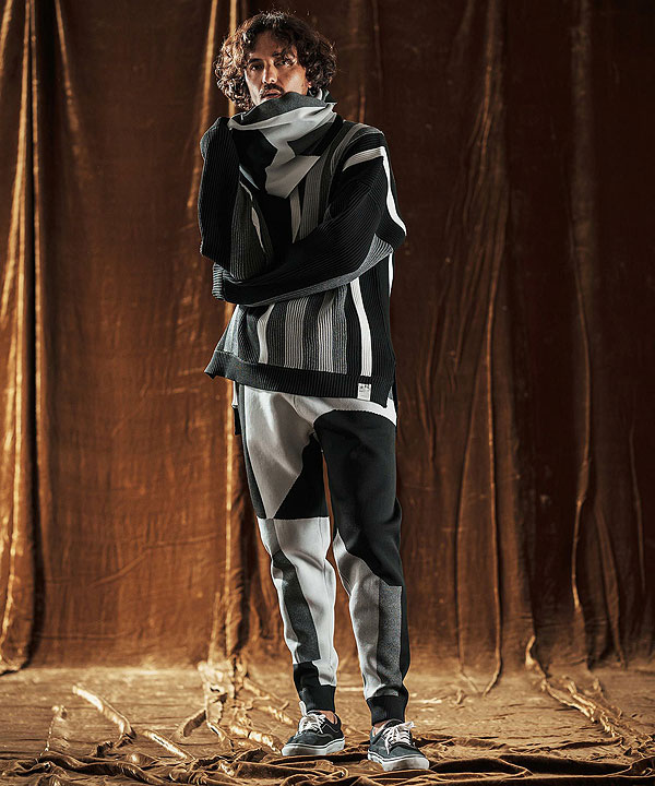 2025 秋冬 先行予約 10月中旬〜下旬入荷予定 ANGENEHM アンゲネーム Jacquard Block Color Pants -Airy Yarn Sweater- atfpts