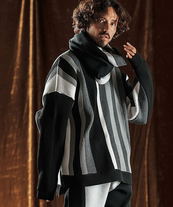 2025 秋冬 先行予約 10月中旬〜下旬入荷予定 ANGENEHM アンゲネーム Jacquard Block Color Snood -Airy Yarn Sweater- atfacc