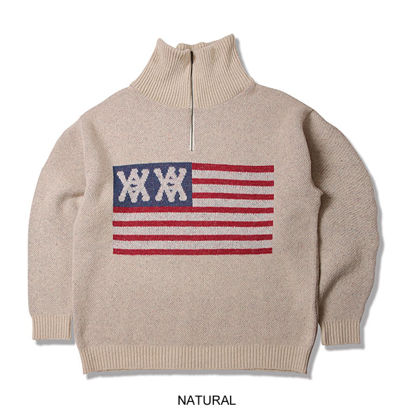ANIMALIA アニマリア Half Zip Knit -AA Flag メンズ ニット 送料無料 atftps