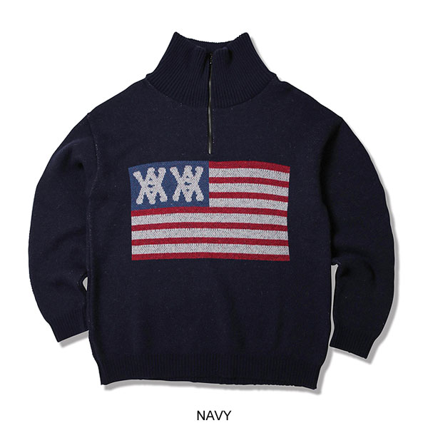 ANIMALIA アニマリア Half Zip Knit -AA Flag メンズ ニット 送料無料 atftps