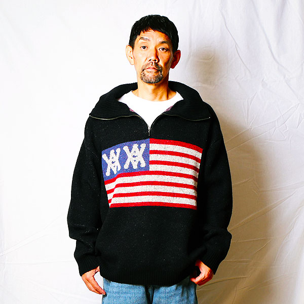 ANIMALIA アニマリア Half Zip Knit -AA Flag メンズ ニット 送料無料 atftps