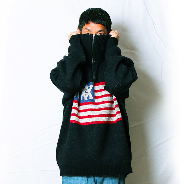 ANIMALIA アニマリア Half Zip Knit -AA Flag メンズ ニット 送料無料 atftps
