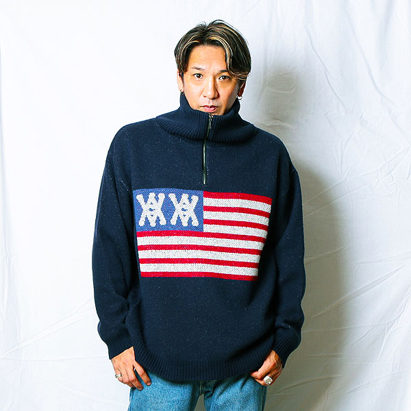 ANIMALIA アニマリア Half Zip Knit -AA Flag メンズ ニット 送料無料 atftps