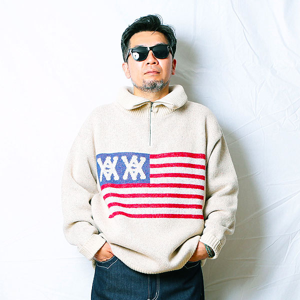ANIMALIA アニマリア Half Zip Knit -AA Flag メンズ ニット 送料無料 atftps