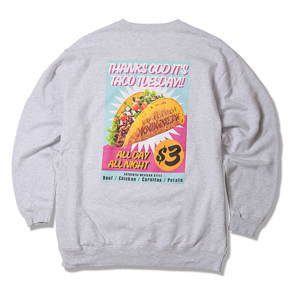 2025 秋冬 先行予約 11月〜12月入荷予定 ANIMALIA アニマリア 10oz Crew Sweat(loop terry) -TACO TUESDAY キャンセル不可 atftps