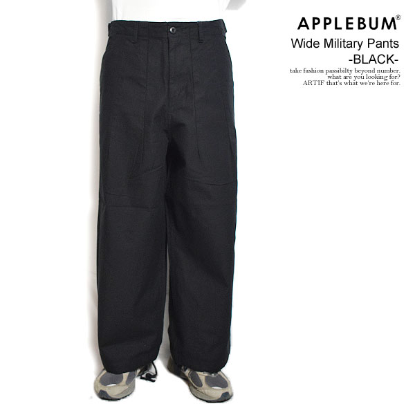 30％OFF SALE セール APPLEBUM アップルバム Wide Military Pants -BLACK- パンツ ミリタリーパンツ ワイドシルエット atfpts