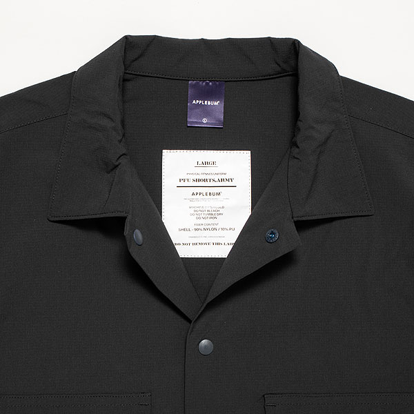 APPLEBUM アップルバム Phisical Training S/S Shirt -BLACK- メンズ シャツ 半袖 ミリタリーシャツ ナイロンシャツ 送料無料 atftps