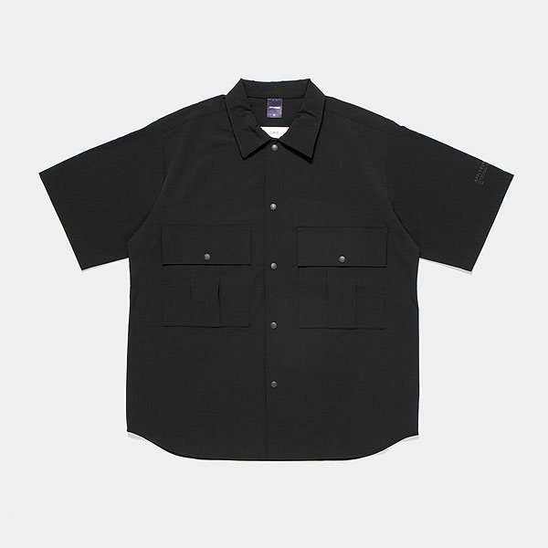 APPLEBUM アップルバム Phisical Training S/S Shirt -BLACK- メンズ シャツ 半袖 ミリタリーシャツ ナイロンシャツ 送料無料 atftps