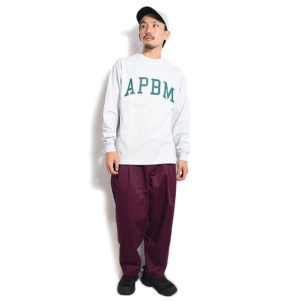 APPLEBUM アップルバム “APBM” L/S T-shirt -ASH- メンズ Tシャツ 長袖 ロンT ドロップショルダー 送料無料 ストリート atftps