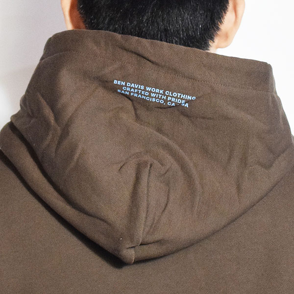 BEN DAVIS ベンデイビス MID WEIGHT SWEAT HOODIE -BROWN- メンズ パーカー プルオーバーパーカー 裏毛 ストリート atftps