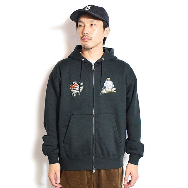BEN DAVIS ベンデイビス SOUVENIR ZIP HOODIE -BLACK- メンズ パーカー ジップパーカー 裏起毛 ヘビーウェイト 送料無料 atftps