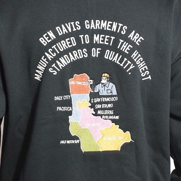 BEN DAVIS ベンデイビス SOUVENIR ZIP HOODIE -BLACK- メンズ パーカー ジップパーカー 裏起毛 ヘビーウェイト 送料無料 atftps