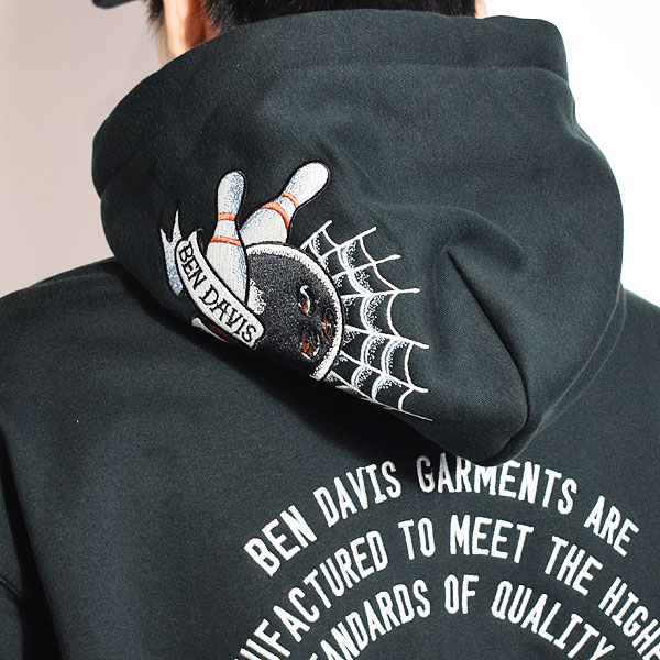BEN DAVIS ベンデイビス SOUVENIR ZIP HOODIE -BLACK- メンズ パーカー ジップパーカー 裏起毛 ヘビーウェイト 送料無料 atftps