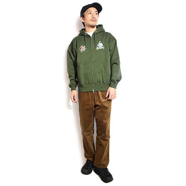 BEN DAVIS ベンデイビス SOUVENIR ZIP HOODIE -KHAKI- メンズ パーカー ジップパーカー 裏起毛 ヘビーウェイト 送料無料 atftps