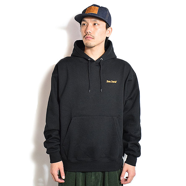 BEN DAVIS ベンデイビス BD LABEL EMB HOODIE -BLACK- メンズ パーカー プルオーバー スウェット 裏起毛 ヘビーウェイト atftps