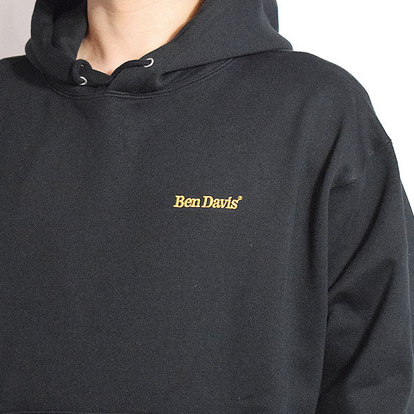 BEN DAVIS ベンデイビス BD LABEL EMB HOODIE -BLACK- メンズ パーカー プルオーバー スウェット 裏起毛 ヘビーウェイト atftps