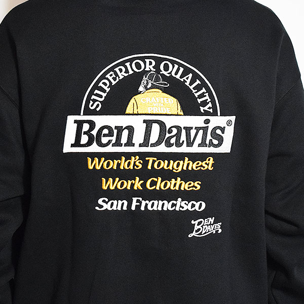 BEN DAVIS ベンデイビス BD LABEL EMB HOODIE -BLACK- メンズ パーカー プルオーバー スウェット 裏起毛 ヘビーウェイト atftps