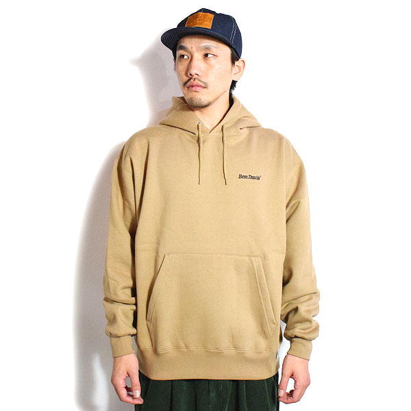 BEN DAVIS ベンデイビス BD LABEL EMB HOODIE -L.BROWN- パーカー プルオーバー スウェット 裏起毛 ヘビーウェイト atftps