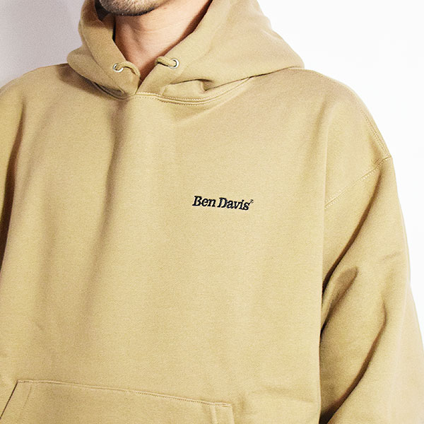 BEN DAVIS ベンデイビス BD LABEL EMB HOODIE -L.BROWN- パーカー プルオーバー スウェット 裏起毛 ヘビーウェイト atftps