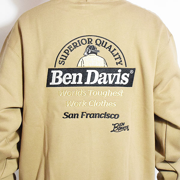 BEN DAVIS ベンデイビス BD LABEL EMB HOODIE -L.BROWN- パーカー プルオーバー スウェット 裏起毛 ヘビーウェイト atftps