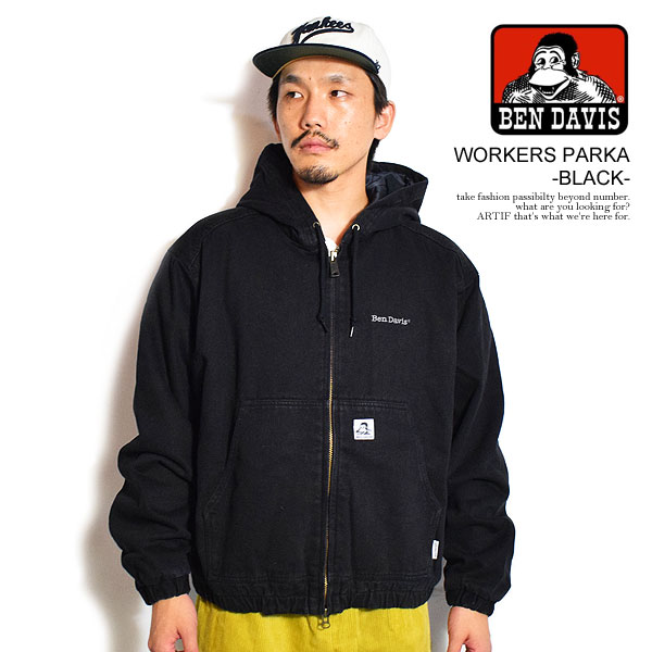 BEN DAVIS ベンデイビス WORKERS PARKA -BLACK- メンズ ジャケット ワークジャケット フードジャケット ジップパーカー atfjkt