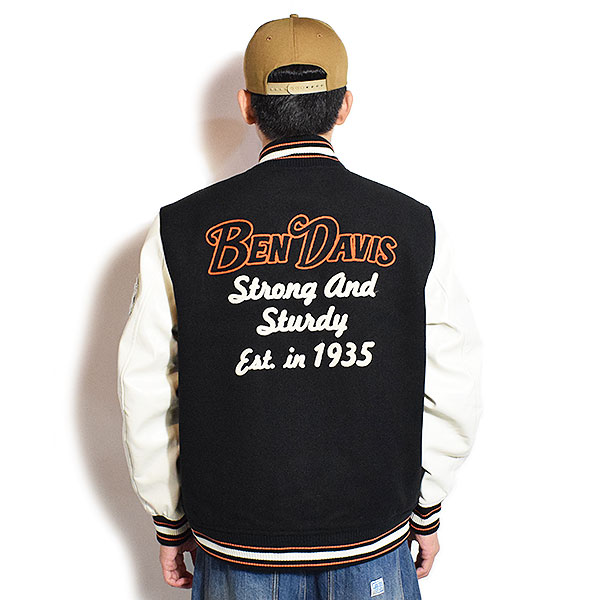 BEN DAVIS ベンデイビス BD STADIUM JACKET -BLACK- メンズ ジャケット スタジャン アワードジャケット フェイクメルトン atfjkt