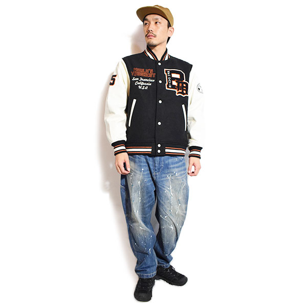 BEN DAVIS ベンデイビス BD STADIUM JACKET -BLACK- メンズ ジャケット スタジャン アワードジャケット フェイクメルトン atfjkt