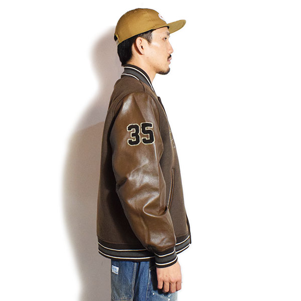 BEN DAVIS ベンデイビス BD STADIUM JACKET -BROWN- メンズ ジャケット スタジャン アワードジャケット フェイクメルトン atfjkt