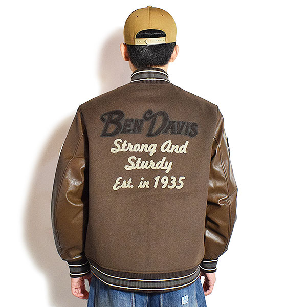 BEN DAVIS ベンデイビス BD STADIUM JACKET -BROWN- メンズ ジャケット スタジャン アワードジャケット フェイクメルトン atfjkt