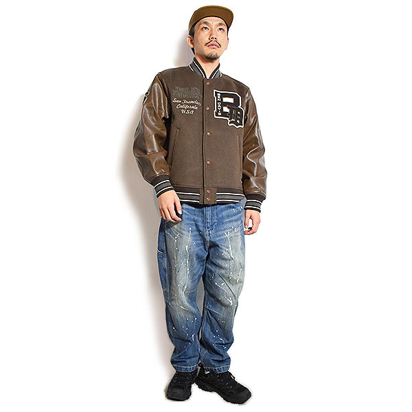 BEN DAVIS ベンデイビス BD STADIUM JACKET -BROWN- メンズ ジャケット スタジャン アワードジャケット フェイクメルトン atfjkt