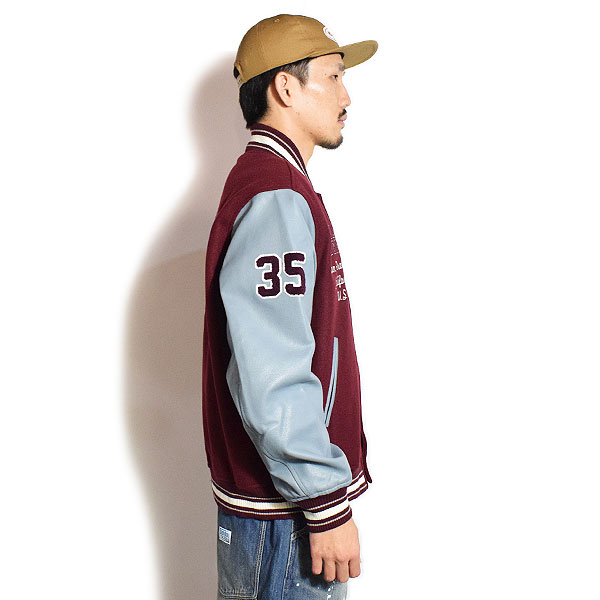BEN DAVIS ベンデイビス BD STADIUM JACKET -WINE- メンズ ジャケット スタジャン アワードジャケット フェイクメルトン atfjkt