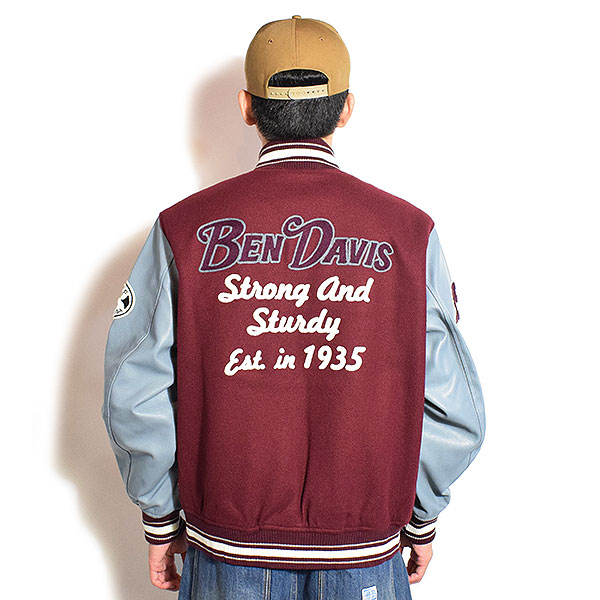BEN DAVIS ベンデイビス BD STADIUM JACKET -WINE- メンズ ジャケット スタジャン アワードジャケット フェイクメルトン atfjkt