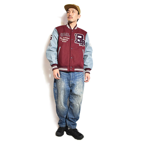 BEN DAVIS ベンデイビス BD STADIUM JACKET -WINE- メンズ ジャケット スタジャン アワードジャケット フェイクメルトン atfjkt