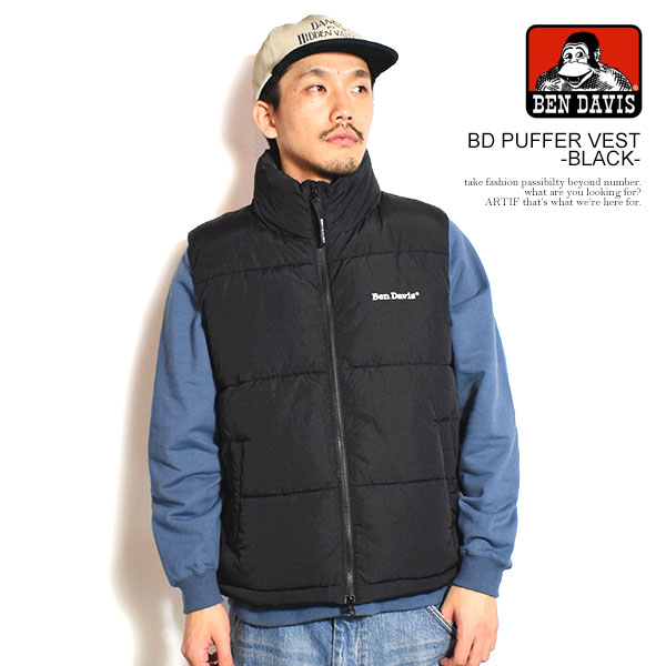 BEN DAVIS ベンデイビス BD PUFFER VEST -BLACK- メンズ ベスト スタンドカラー 中綿ベスト 送料無料 ストリート atfjkt
