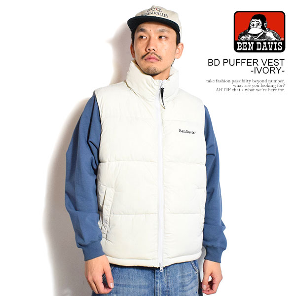 BEN DAVIS ベンデイビス BD PUFFER VEST -IVORY- メンズ ベスト スタンドカラー 中綿ベスト 送料無料 ストリート atfjkt