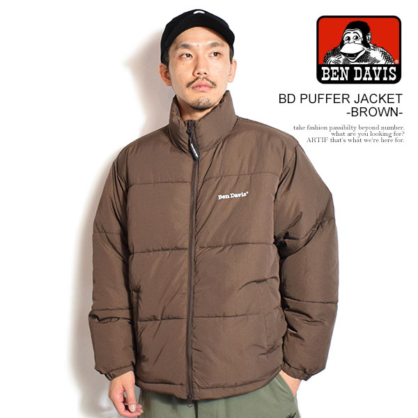 BEN DAVIS ベンデイビス BD PUFFER JACKET -BROWN- メンズ ジャケット スタンドカラー 中綿ジャケット 送料無料 atfjkt