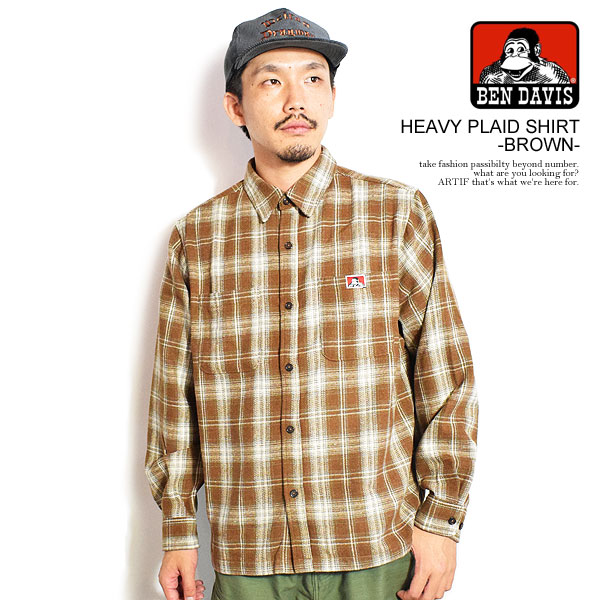 BEN DAVIS ベンデイビス HEAVY PLAID SHIRT -BROWN- メンズ シャツ 長袖 チェックシャツ ネルシャツ シャツジャケット atftps
