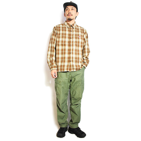 BEN DAVIS ベンデイビス HEAVY PLAID SHIRT -BROWN- メンズ シャツ 長袖 チェックシャツ ネルシャツ シャツジャケット atftps