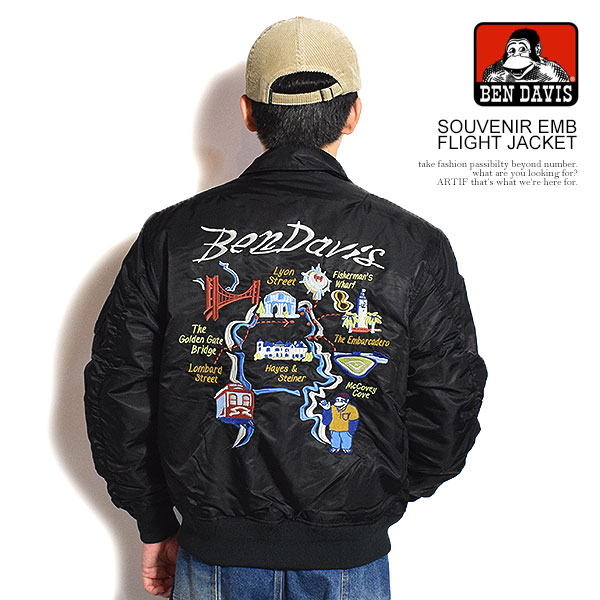 BEN DAVIS ベンデイビス SOUVENIR EMB FLIGHT JACKET メンズ ジャケット フライトジャケット スーベニア 送料無料 atfjkt