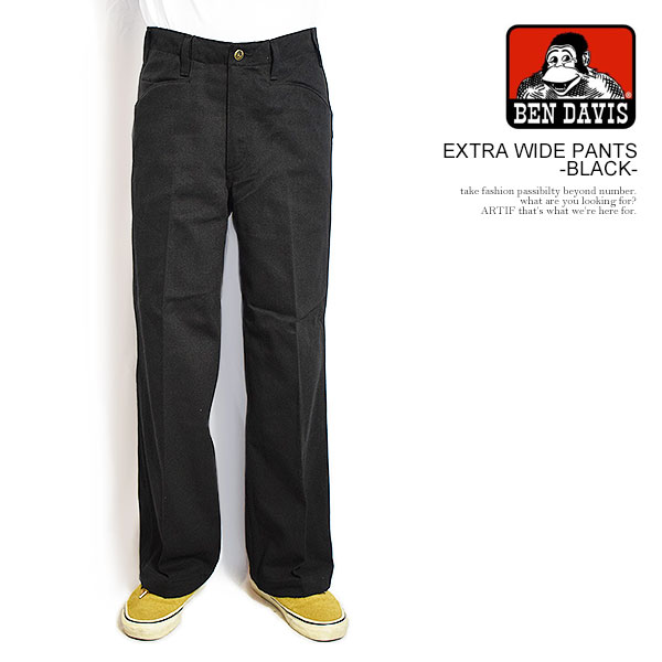 BEN DAVIS ベンデイビス EXTRA WIDE PANTS -BLACK- パンツ ワークパンツ カツラギ ワイドパンツ 送料無料 ストリート atfpts