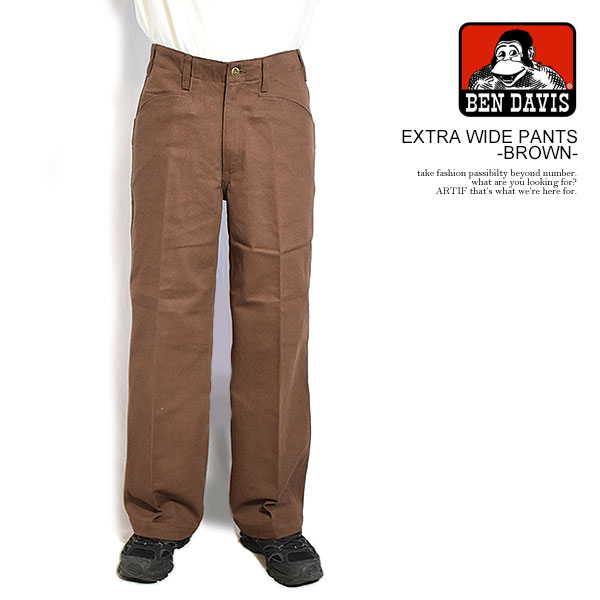BEN DAVIS ベンデイビス EXTRA WIDE PANTS -BROWN- パンツ ワークパンツ カツラギ ワイドパンツ 送料無料 ストリート atfpts