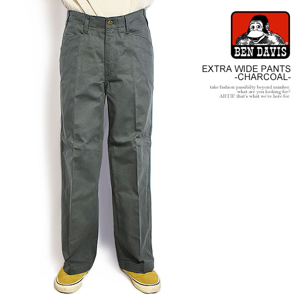 BEN DAVIS ベンデイビス EXTRA WIDE PANTS -CHARCOAL- パンツ ワークパンツ カツラギ ワイドパンツ 送料無料 ストリート atfpts