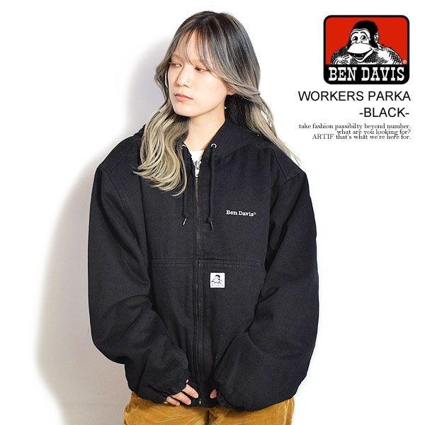 BEN DAVIS ベンデイビス WORKERS PARKA -BLACK- メンズ ジャケット フードジャケット atfjktの通販は