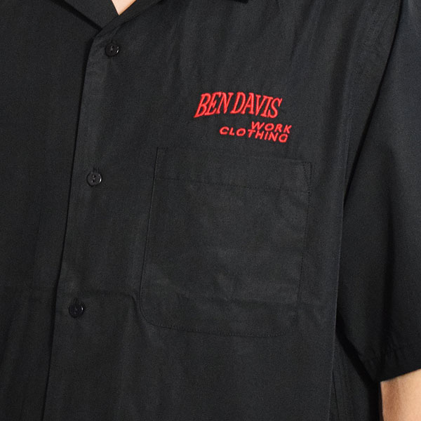 BEN DAVIS ベンデイビス SPIDERWEB O/C SHIRT -BLACK- メンズ シャツ 半袖 オープンカラーシャツ ストリート atftps