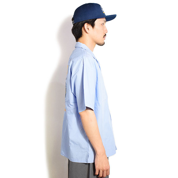 BEN DAVIS ベンデイビス SPIDERWEB O/C SHIRT -BLUE- メンズ シャツ 半袖 オープンカラーシャツ ストリート atftps