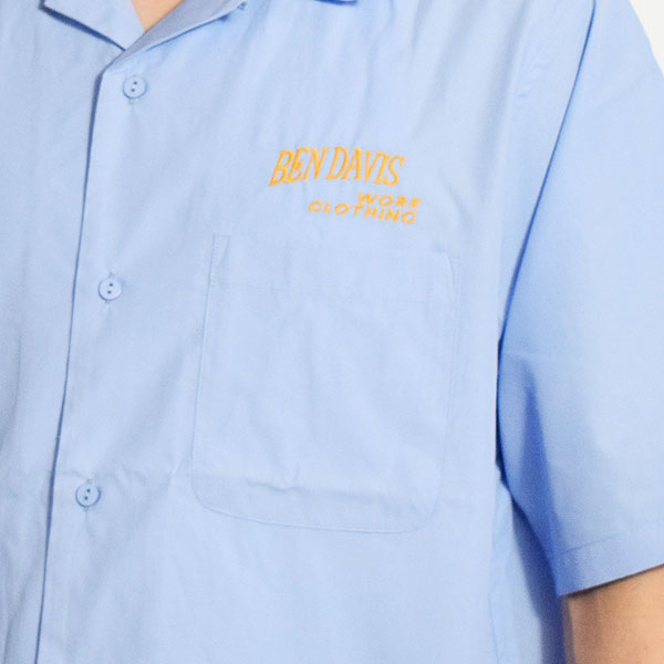 BEN DAVIS ベンデイビス SPIDERWEB O/C SHIRT -BLUE- メンズ シャツ 半袖 オープンカラーシャツ ストリート atftps