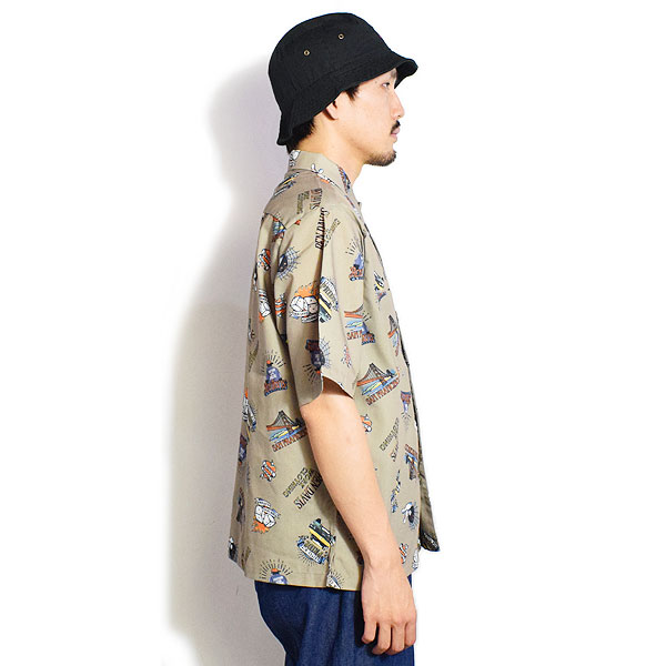 BEN DAVIS ベンデイビス INKED S/S SHIRT -BEIGE- メンズ シャツ 半袖 総柄シャツ ストリート atftps