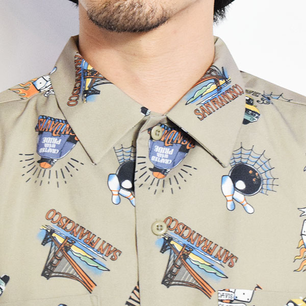 BEN DAVIS ベンデイビス INKED S/S SHIRT -BEIGE- メンズ シャツ 半袖 総柄シャツ ストリート atftps